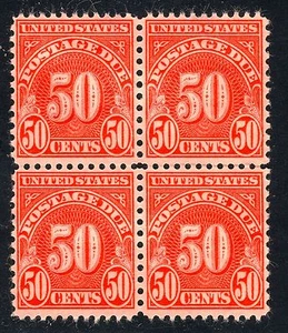 U.S. STAMP #J86 BLK4 --- 50c POSTAGE DUE - 1931 - UNUSED - Picture 1 of 3