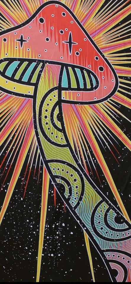 Cosmic Space Mushroom Tapestry Psychedelic Galaxy Trippy Milky Way Stardust - Image 1 of 1