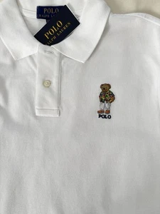 NWT, Boys RALPH LAUREN Off-White Mesh Polo Bear Polo Shirt. Size XL. Eu 170 - Picture 1 of 2