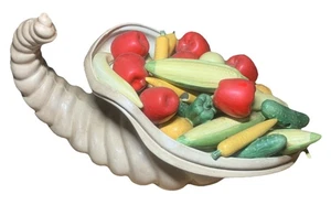 Großes Vintage Keramik Füllhorn viel Erntedank Herbst Herzstück 14x8 - Bild 1 von 9