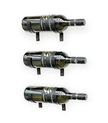 6 ganci da parete bottiglie di vino bottiglie metallo nero 96347 gancio scaff... - Immagine 1 di 4