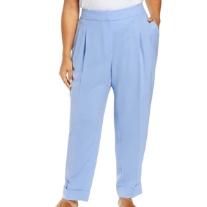 Lafayette 148 Ellis plissierte Finesse Krepp Knöchelhose frisch blau Bündchen neu mit Etikett 16 - Bild 1 von 10