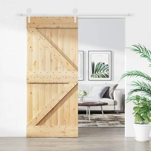 Sliding Door with Hardware Set 90x210 cm Solid Wood Pine Interior Door Hom 03214 - Picture 1 of 11
