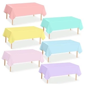 6Pcs Pastel Tablecloths, Rainbow Mix Color Plastic 6pcs Pastel Rectangle - Picture 1 of 8