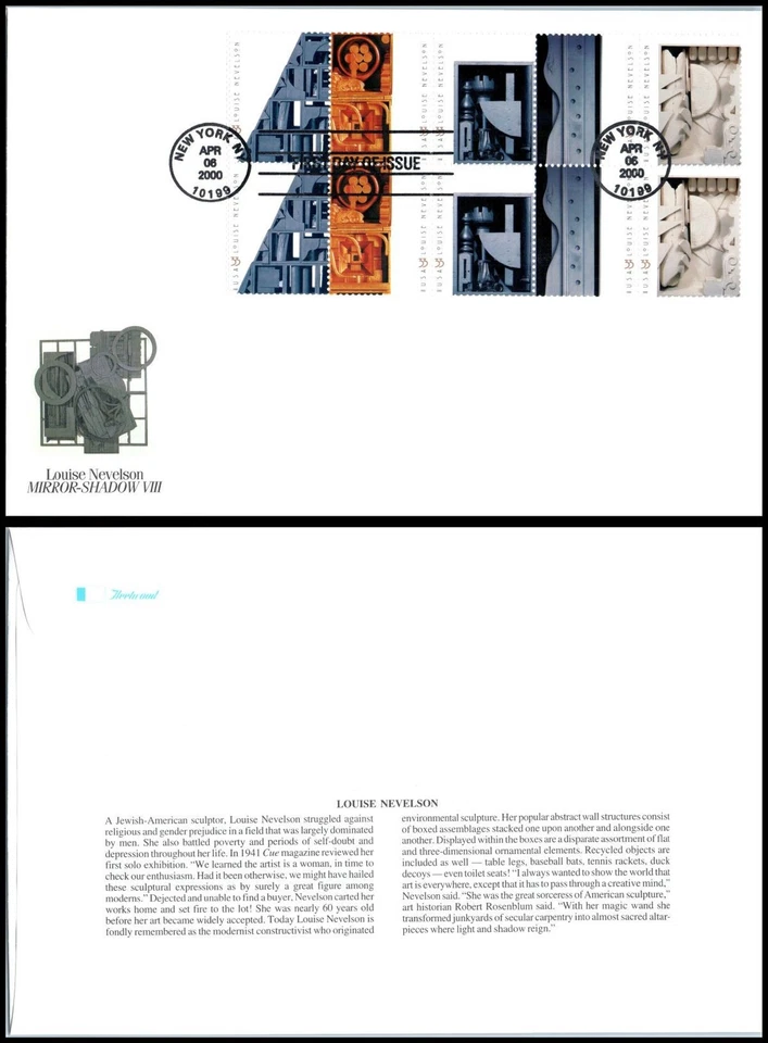 2000 Louise Nevelson Sc 3383a FDC Fleetwood, abstract sculpture modern art - Image 1 of 1