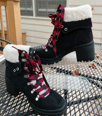 Jellypop миссии туристические ботинки 8,0 M шерпа с подкладкой теплый зимние ботинки черный красный новый - Изображение 1 из 4