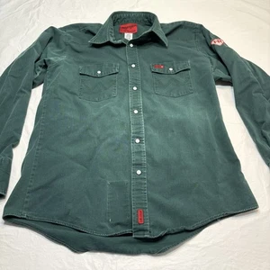 Wrangler FR Flame Resistant Pearl Snap Western Green Arbeitshemd HRC2 Herren Large - Bild 1 von 8