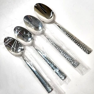 Mikasa Oliver Gleam Dinner Spoon Set Of 4 Hammered 18/10 Stainless Flatware NEW - Picture 1 of 8