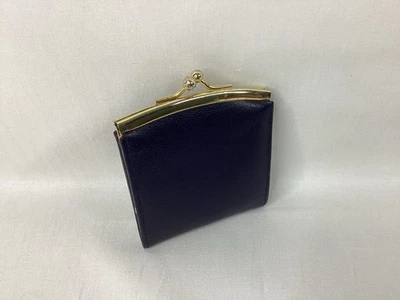 Saks Fifth Avenue Vintage Kiss Lock Leather Coin Purse 🇮🇹 Blue W1-3/4” - Image 1 of 4