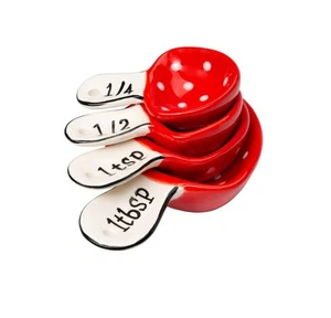 21103 Fine Ceramic Mushroom Measuring Spoons 4 piece set - Picture 1 of 5