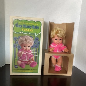 Vintage Tiny Chatty Baby 11” Pink Doll Girl Original Box NRFB She Talks! - Picture 1 of 12