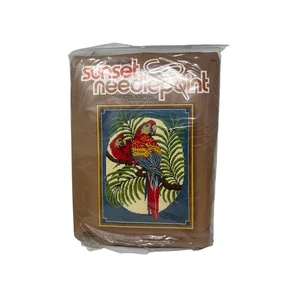Sunset Needlepoint 1981 Craft Kit PARROTS NOUVEAU Designed by Amanda Lawford NOS - Picture 1 of 4