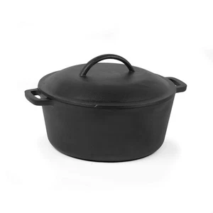Horno holandés de hierro fundido de 5 cuartos con tapa de cúpula y asas, presazonado - Imagen 1 de 5