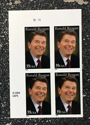 2006USA #4078 39c Ronald Reagan American President - Plate Block of 4 Mint NH - Image 1 of 4