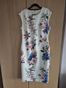 Worn Once £169 Ted Baker RARE 3 UK 10 12 White Floral Midi Dress Wedding Races - Picture 1 of 8