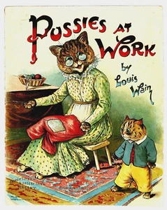 LOUIS WAIN, anthropomorphic cats, PUSSIES AT WORK, Father Tuck book 6364 - Picture 1 of 16