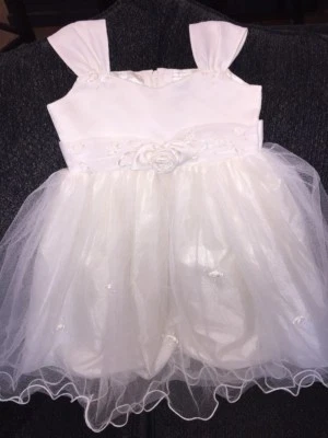 Vestido Vintage Flor Niña Desfile Boda Color Crema Talla 3 T-Tul y Satén Foto 1 de 4