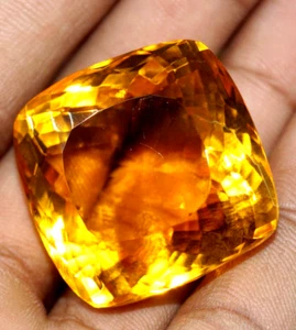 79.2 Ct. AAA+ Large Yellow Citrine Cushion Cut Loose Gemstone Gift for Women Her - Picture 1 of 7