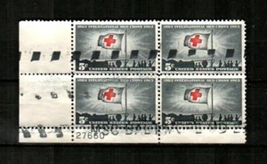 UNITED STATES Scott's 1239 ( 4v ) Red Cross F/VF Used Plate Block ( 1963 ) - Picture 1 of 1
