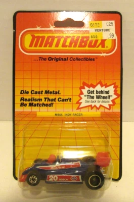 Vintage 1983 Matchbox Diecast Car Original Blister Card MB65 Indy Racer Bosch - Image 1 of 3
