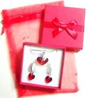 Red Heart Necklace & Earrings Made with Swarovski Crystals Romantic Gift Boxed