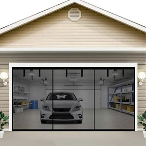 Magnetic Garage Screen Door for 2 Car, 20x10FT Doors, Hands Free Black - Picture 1 of 9