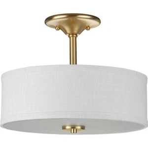 Progress Lighting Inspire Collection 2-Light Satin Brass Summer Linen Shade - Picture 1 of 17