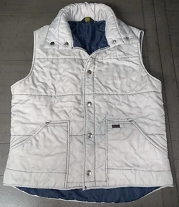 A1 VTG MED WARM WRANGLER WESTERN GRAY PUFFER VEST WINTER SKI BUTTONS - Picture 1 of 18