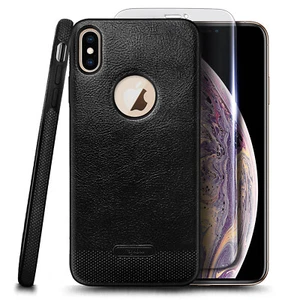 Funda para iPhone XS Max, Funda de Cuero PU Antigolpes + Protector de Vidrio Templado - Imagen 1 de 4