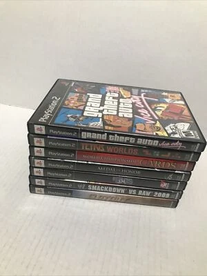 PS2 Games Lot Bundle. 7 Games. GTA Vice City. Flatout. Smack Down Vs. Raw Tetris - Image 1 of 4