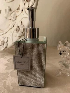 BELLA LUX SILVER RHINESTONES & MIRROR TOP SOAP/LOTION PUMP DISPENSER  -NEW- - Picture 1 of 1