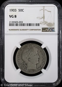 1903 50C Barber Half Dollar NGC VG 8 - Picture 1 of 4
