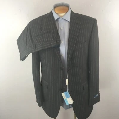 Zanetti 40L Hombre Traje Gris Rayas 2 Piezas Lana Italia Chaqueta Pantalones Nuevo con Etiquetas ea0269 Foto 1 de 4