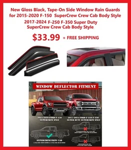 2015-24 Ford F-150, 2017-24 F-250 F-350 F-450 Super Duty, Crew Cab Window Visors - Picture 1 of 2