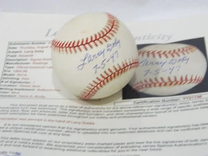 Larry Doby "7-5-47" HOF Autographed OAL Baseball Cleveland Indians JSA Letter - Picture 1 of 9