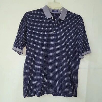 Alan Flusser Golf Polo Mens M Blue Purple Mercerized Cotton Textured Preppy - Image 1 of 4