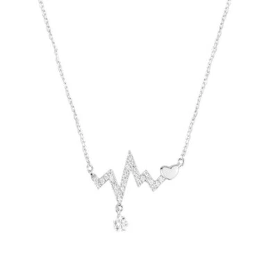 Ciondolo A Forma Di Cuore In Argento 925 Placcato In Cristallo Regalo - Immagine 1 di 3