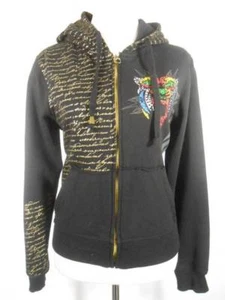 Cool Girl's 2X Black Long Sleeve Zipper Hoodie w/ Colorful Wild Mountain Cat GUC - Picture 1 of 5