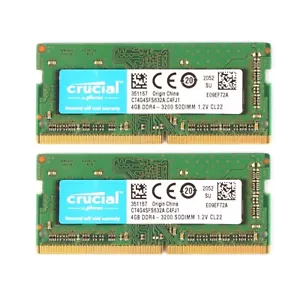 Crucial 8GB (2X 4GB) DDR4 3200MHz PC4-25600 CL22 260Pin Sodimm Laptop Memory Ram - Picture 1 of 4
