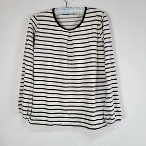 PETIT BATEAU Top Youth 14ans Sailor Striped Scoop Neck Long Sleeve Knit White - Picture 1 of 9