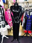 Misfitz black PVC padlock lockable hobble dress, two way zip. size 18 TV CD Goth