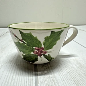 Tazza tazza caffè Laurie Gates Holly Berries Natale vintage 1998 - Foto 1 di 9