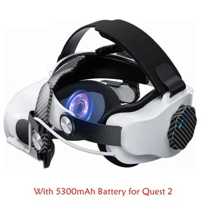 YBEXP For Oculus Quest 2 VR Headset Head Strap Elite Band Adjustable w/5300mAh Battery