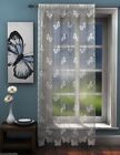 White Butterfly Lace Sheer Unlined Voile Net Curtain Slot Top Single Panel