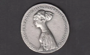 CECILIA GONZAGA (1426-1451) Riproduzione Medaglia Pisanello 1447 in Argento 925 - Picture 1 of 2