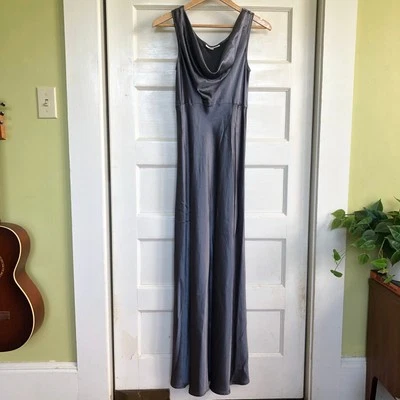 Maxi Vestido Vintage Bebe Moda Carbón Sedoso Cuello Capucha Talla 8 Hecho en EE. UU. Años 90 Foto 1 de 4