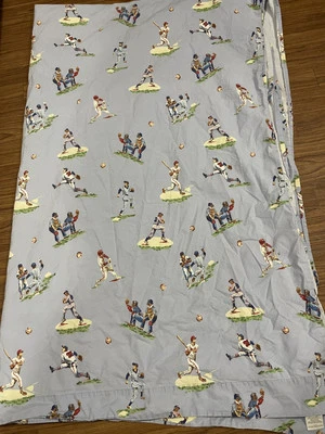 Pottery Barn Niños Sábana Plana Doble Béisbol Deportes Azul Algodón Moderno Foto 1 de 3