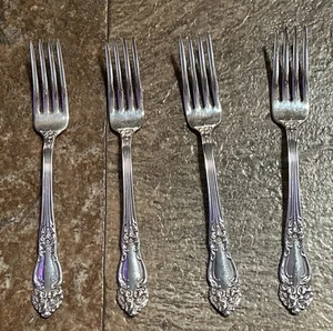 VTG Reed & Barton 4 Tiger Lily Silverware Dinner Forks Silver Plated - Replacemt - Picture 1 of 4