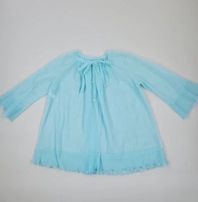 VTG 50s 60s GOD FRIED Sheer Blue Pleated Chiffon Peignoir Robe ILGWU Union USA - Image 1 of 4