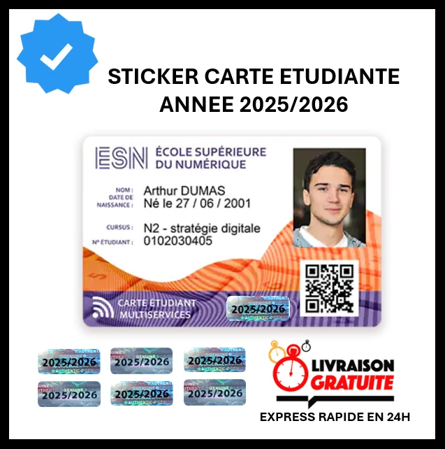 Autocollant carte étudiant étudiante année 2025 2026 sticker vignette - Photo 1/1